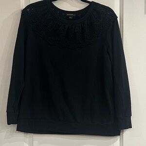 Banana Republic Factory Black Eyelet Yoke Pullover Sweatshirt